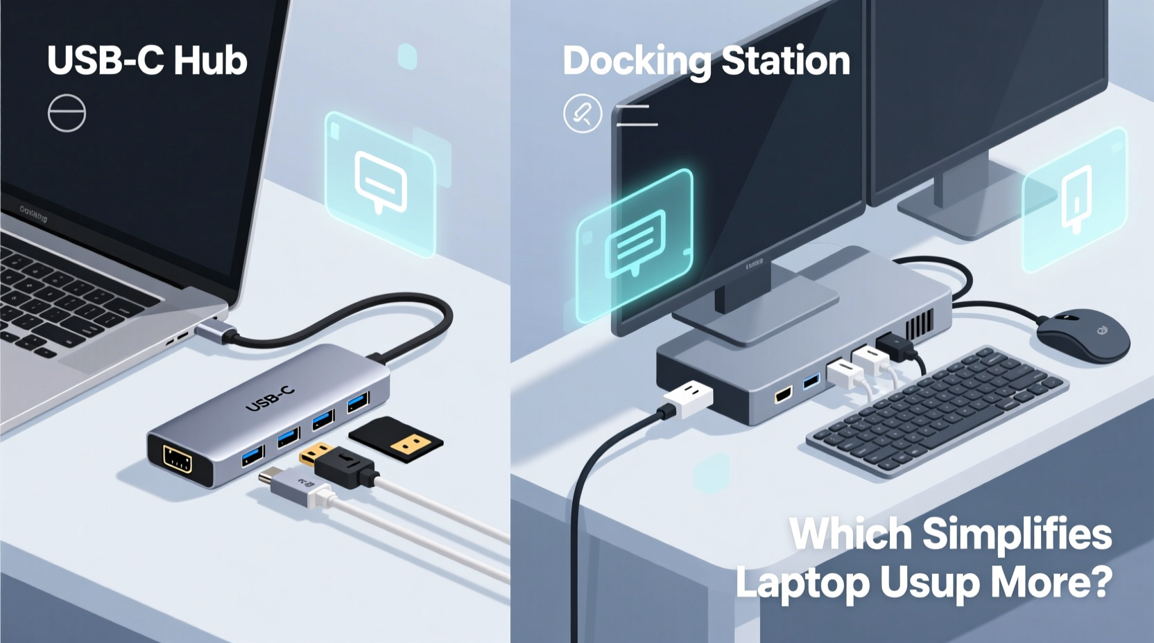 usb c hub vs docking station which simplifies laptop setup more