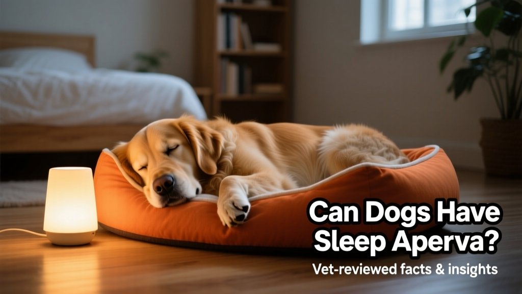 Peaceful dog sleeping in his orange bad by the night light