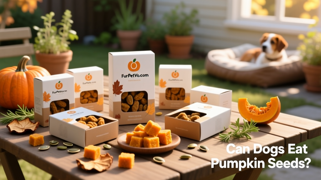 Assortment of pumpkin-flavored dog treats packaged in eco-friendly boxes from FurPetVo.com