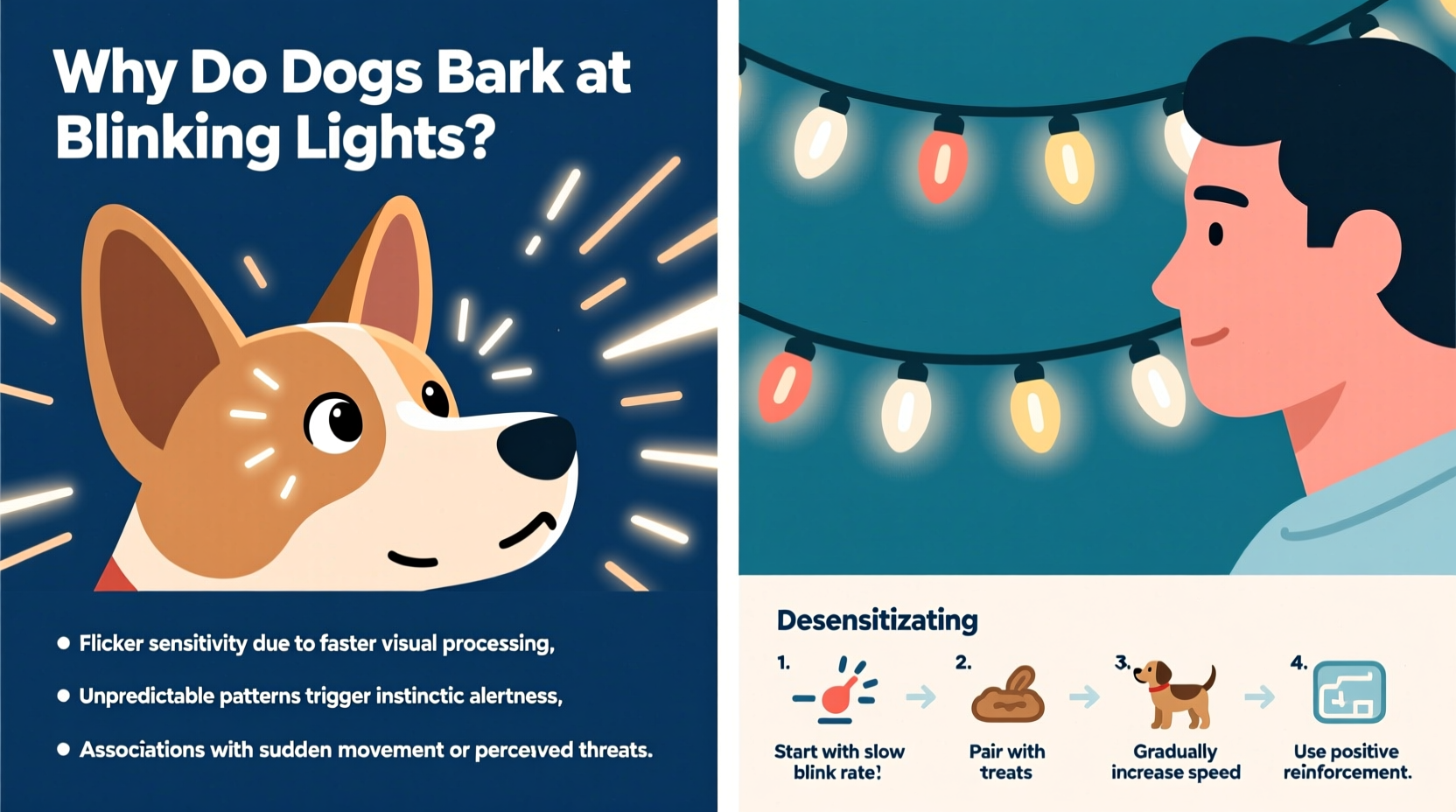 why do dogs bark at blinking christmas lights and how to desensitize them