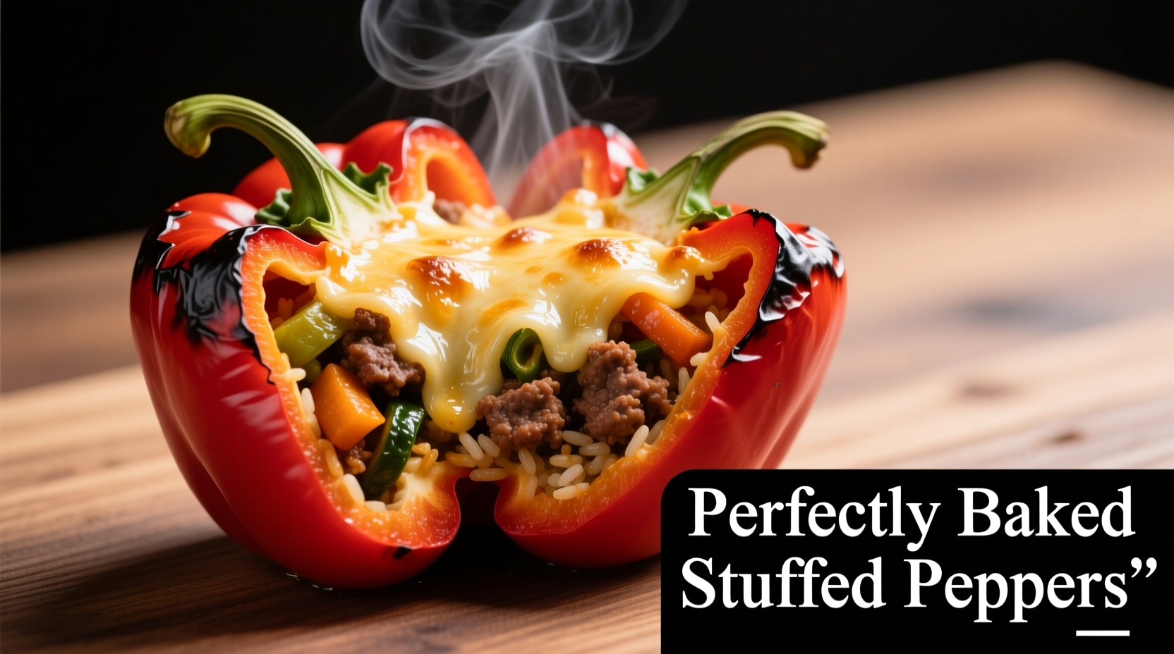 Perfectly baked stuffed peppers with melted cheese topping