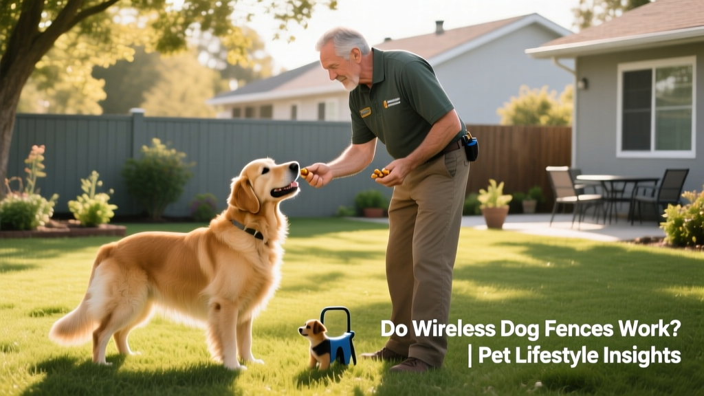 A trainer rewarding a dog with treats during obedience practice in a grassy yard