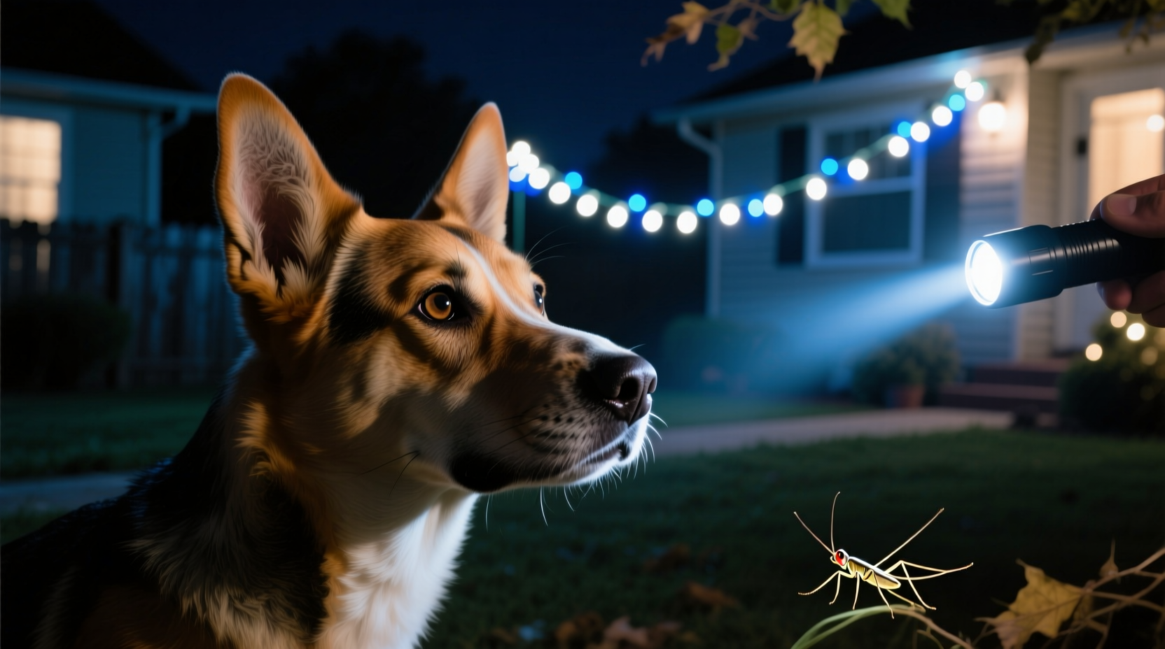 why does my dog bark at the twinkling lights but not flashlights