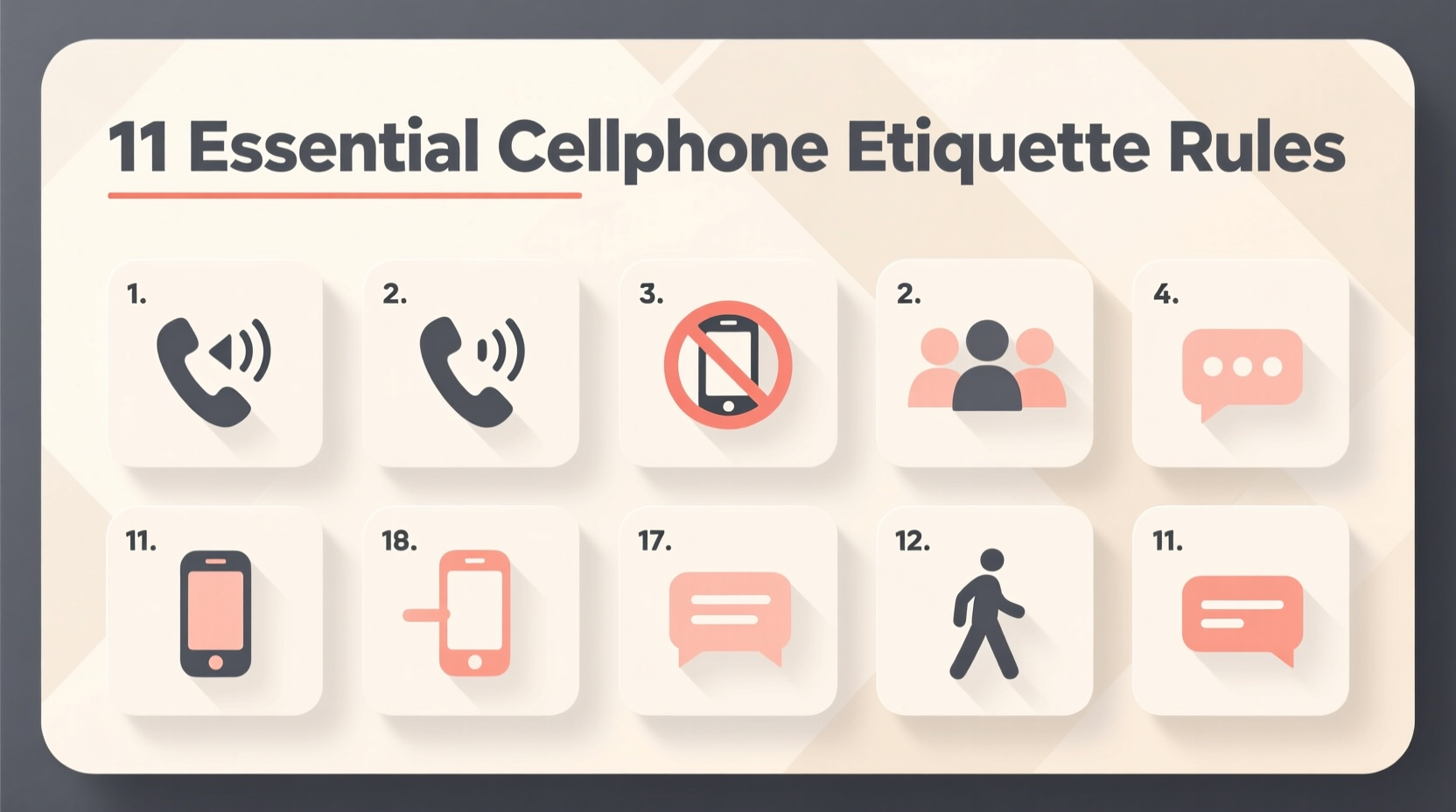 this infographic lists cellphone etiquette for 11 count