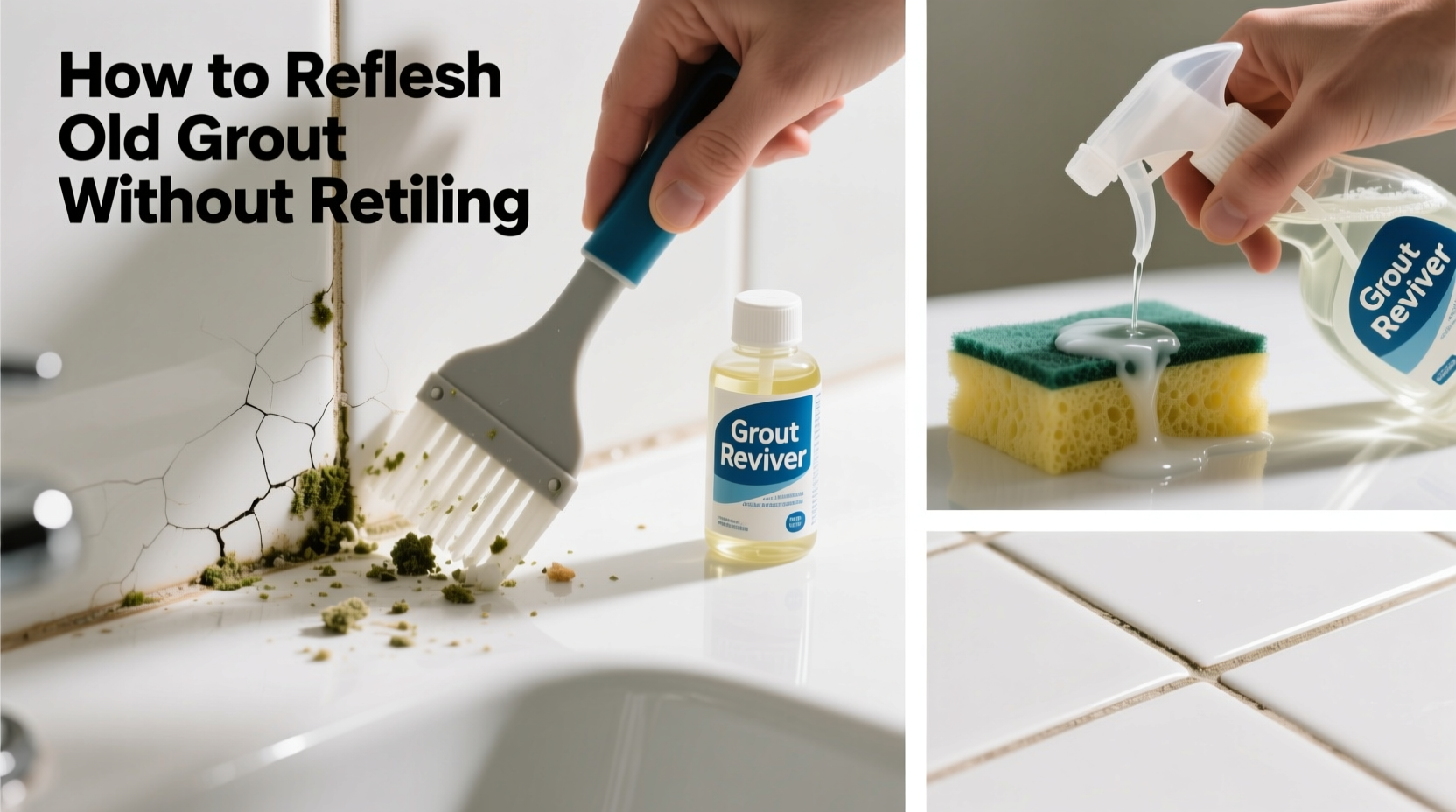 how to refresh old grout between bathroom tiles without retiling