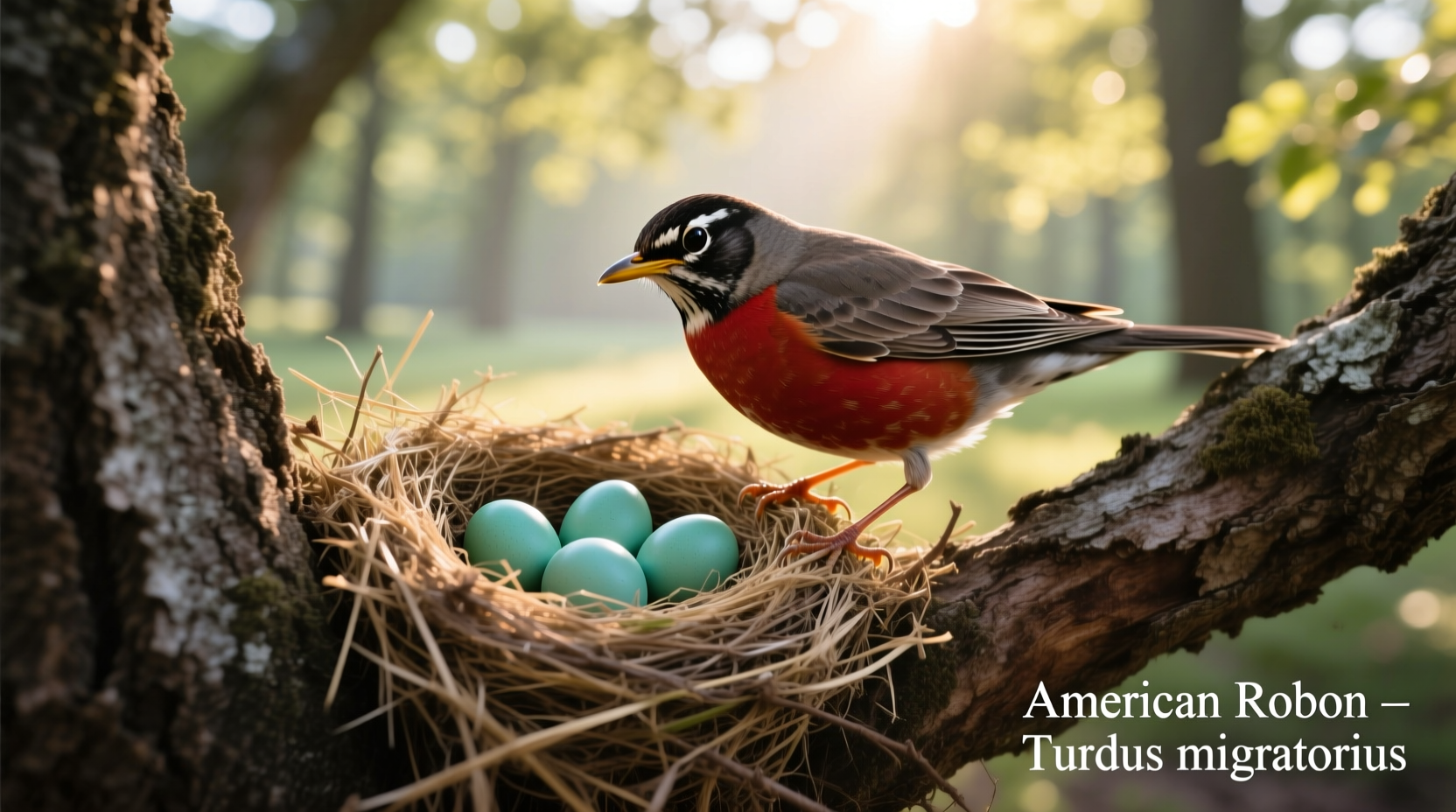 American Robin Lays Green-Blue Eggs