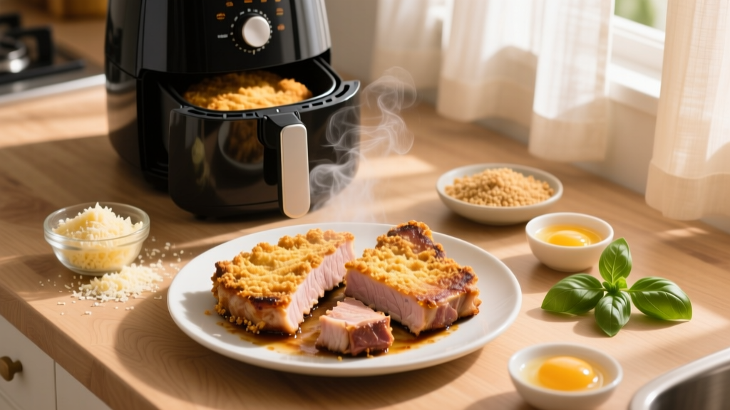 Crispy Air Fryer Pork Chops Parmesan (Juicy!)