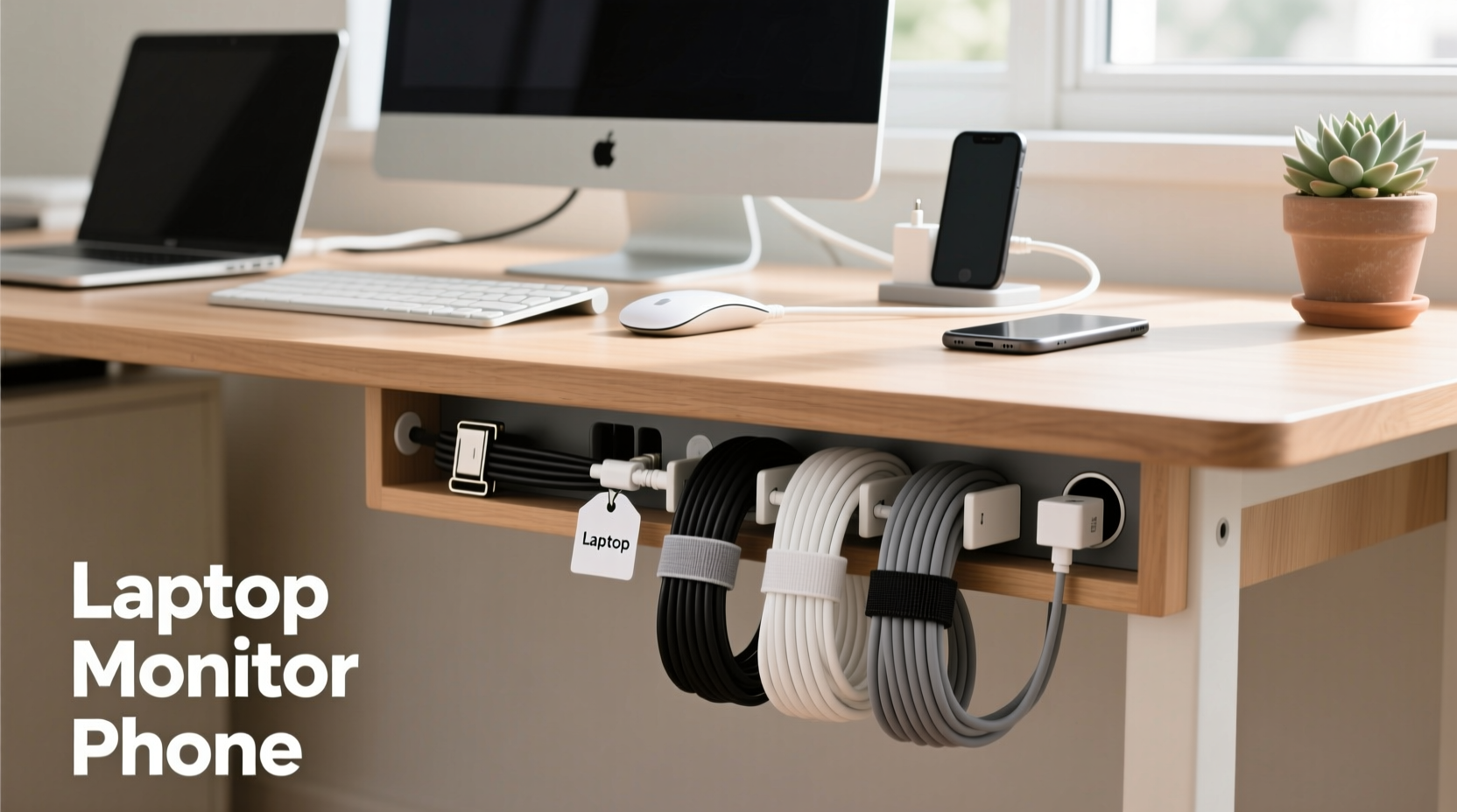 How To Organize Cables In A Home Office Using Affordable Desk ...