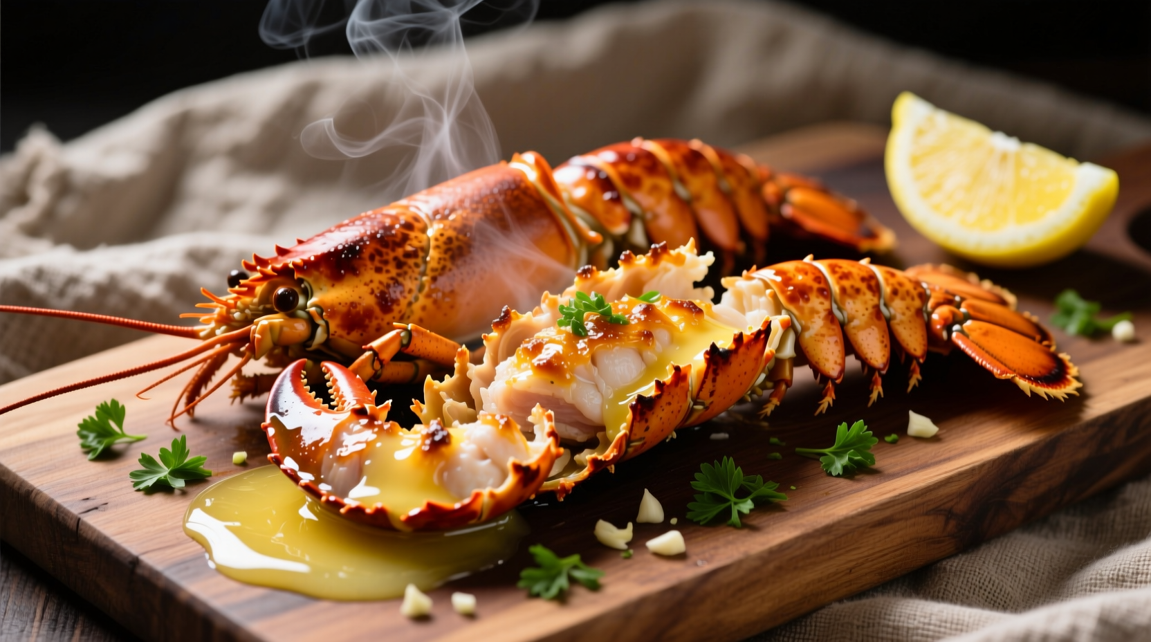 Perfectly baked lobster tails with garlic butter