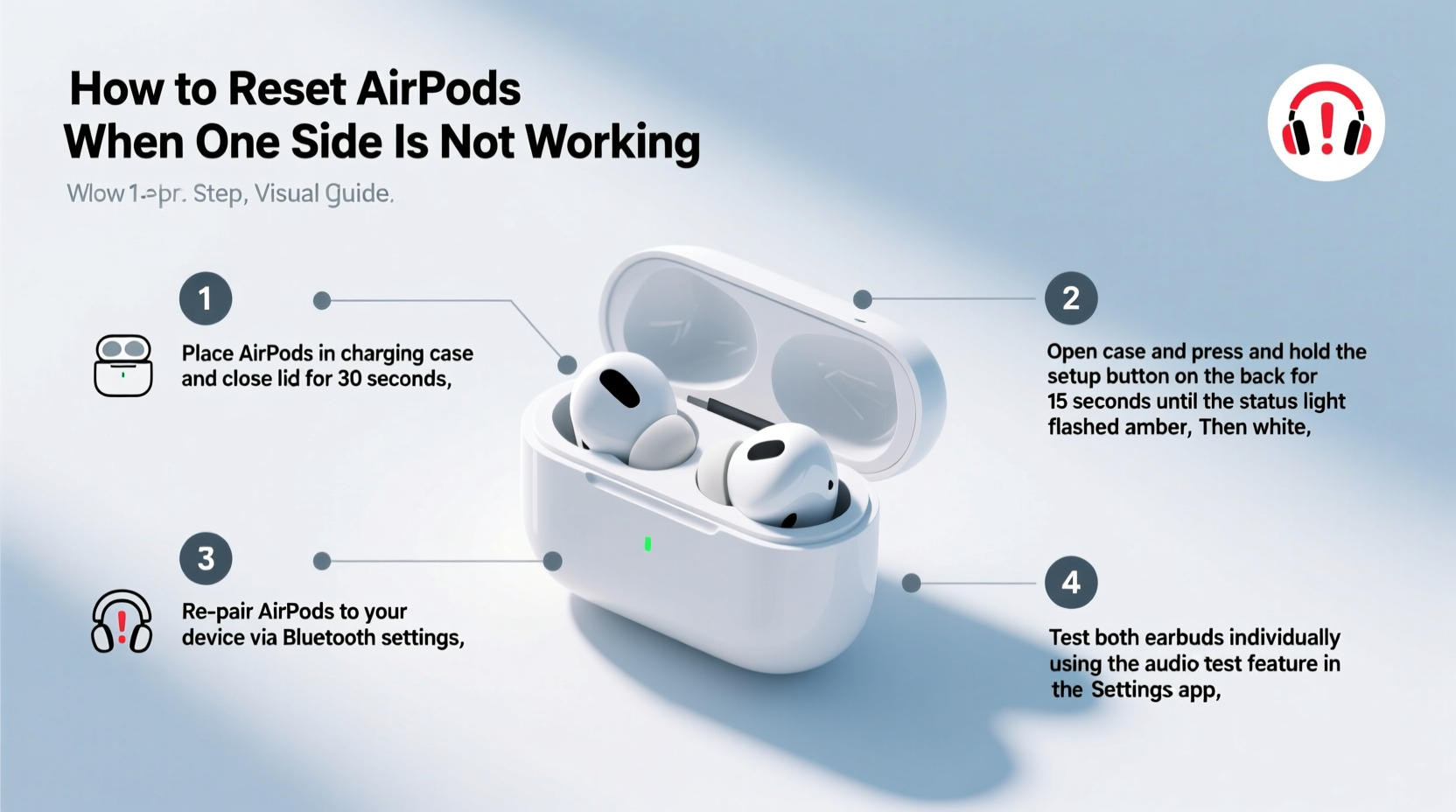 how to reset airpods when one side is not working