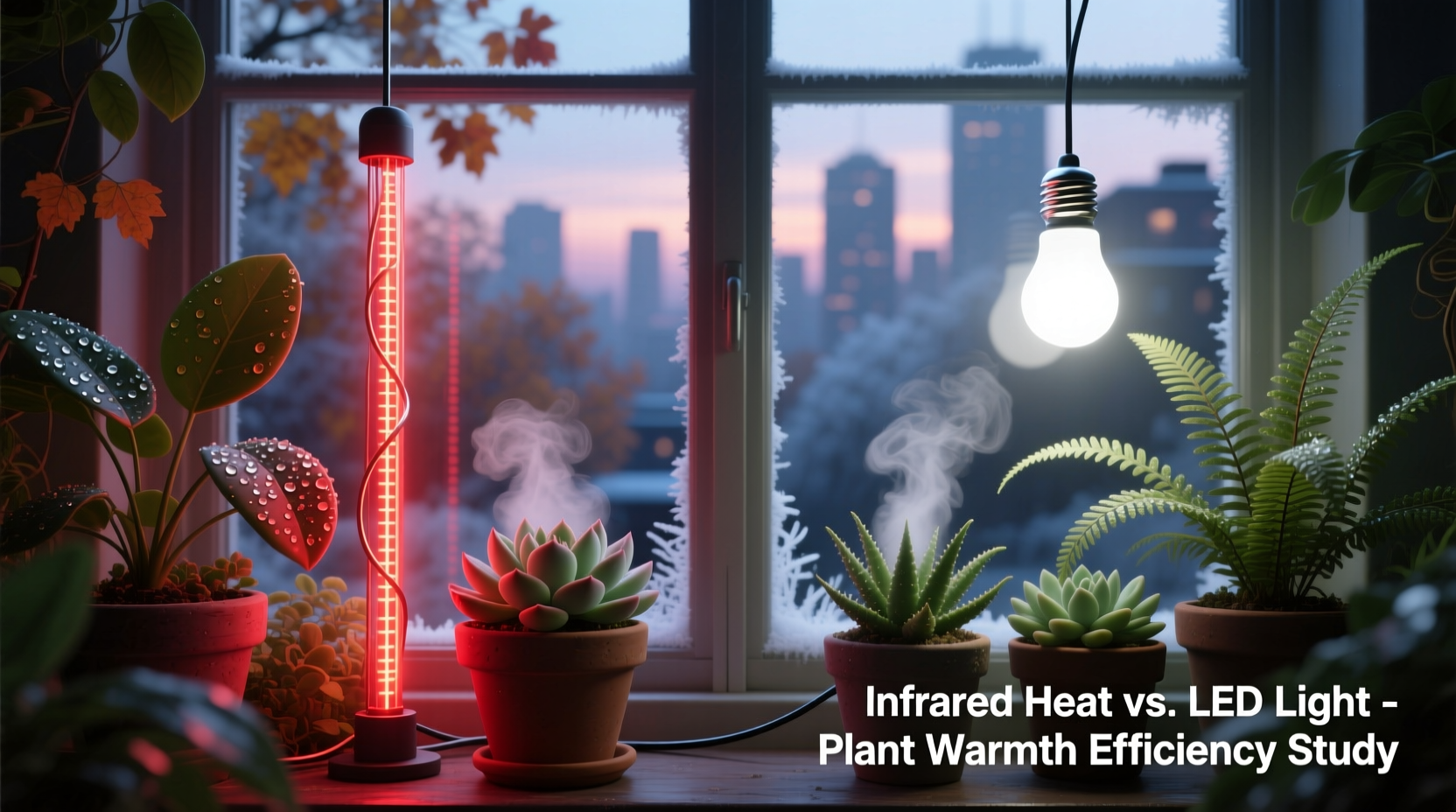 infrared heating strand vs regular lights keeping plants warm near windows