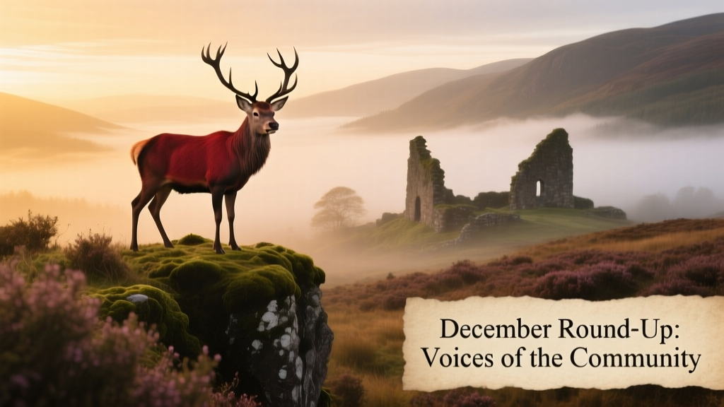 A powerful red stag standing proudly in misty Highland scenery near Glencoe, Scotland