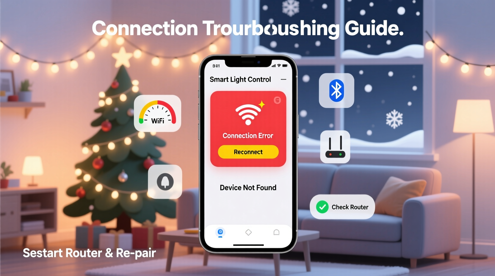 why is my smart christmas light app crashing troubleshooting connectivity