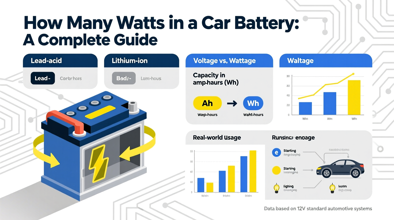 how many watts in a car battery