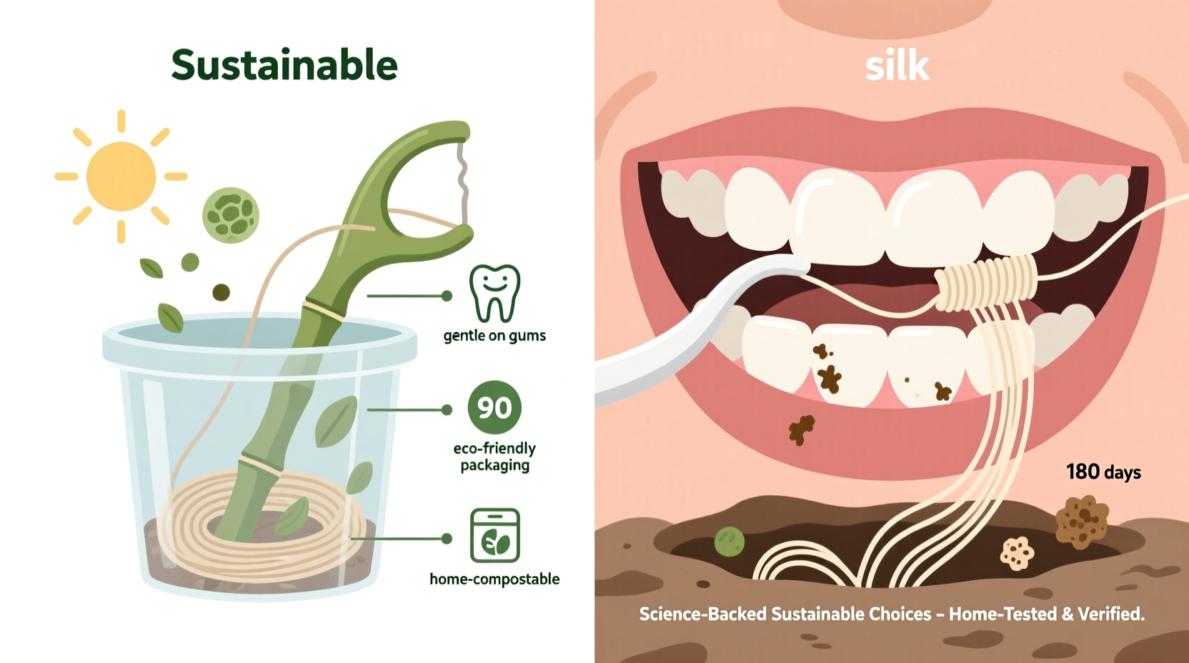 compostable vs silk floss glide biodegradation tested
