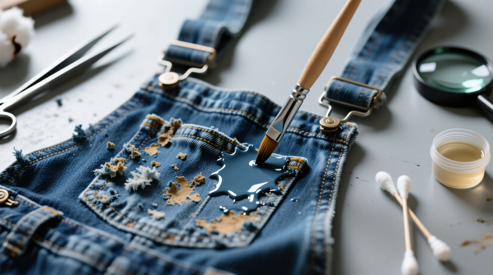 how to remove dried paint from denim overalls