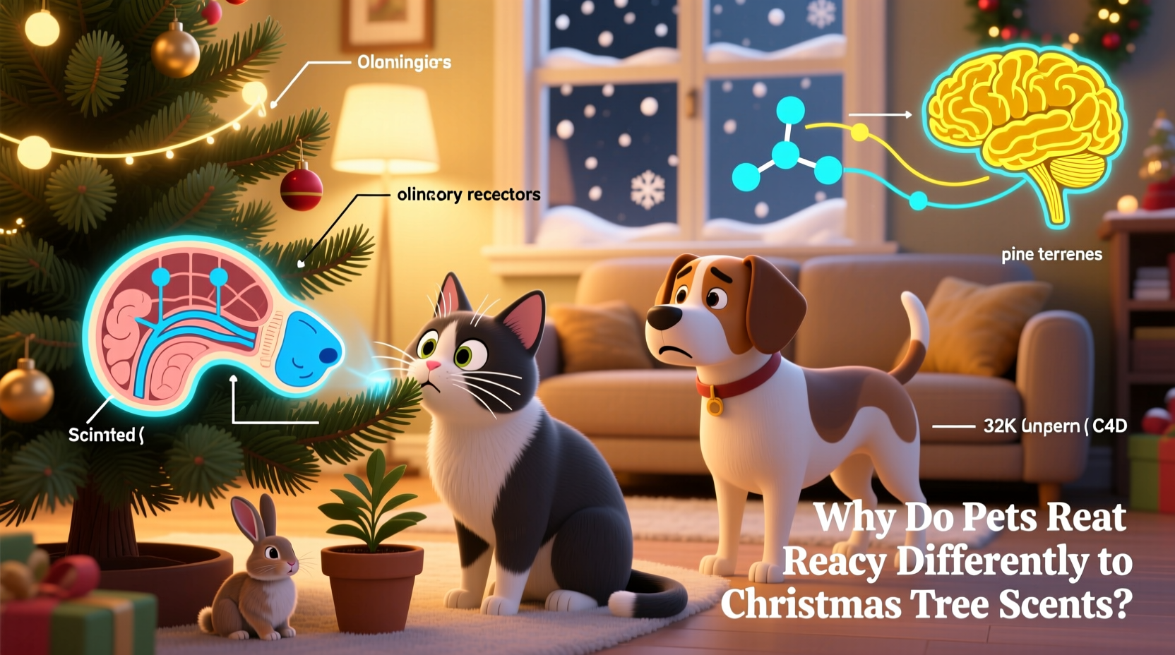 why do pets react differently to christmas tree scents