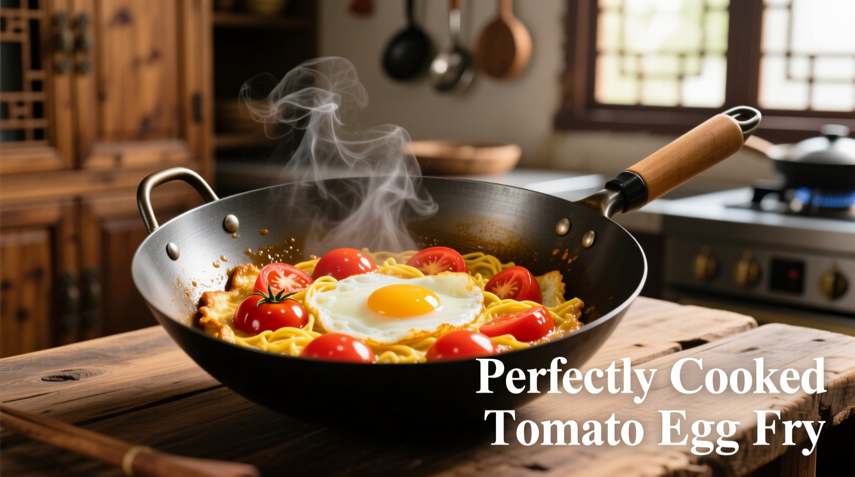 Perfectly cooked tomato egg fry in wok