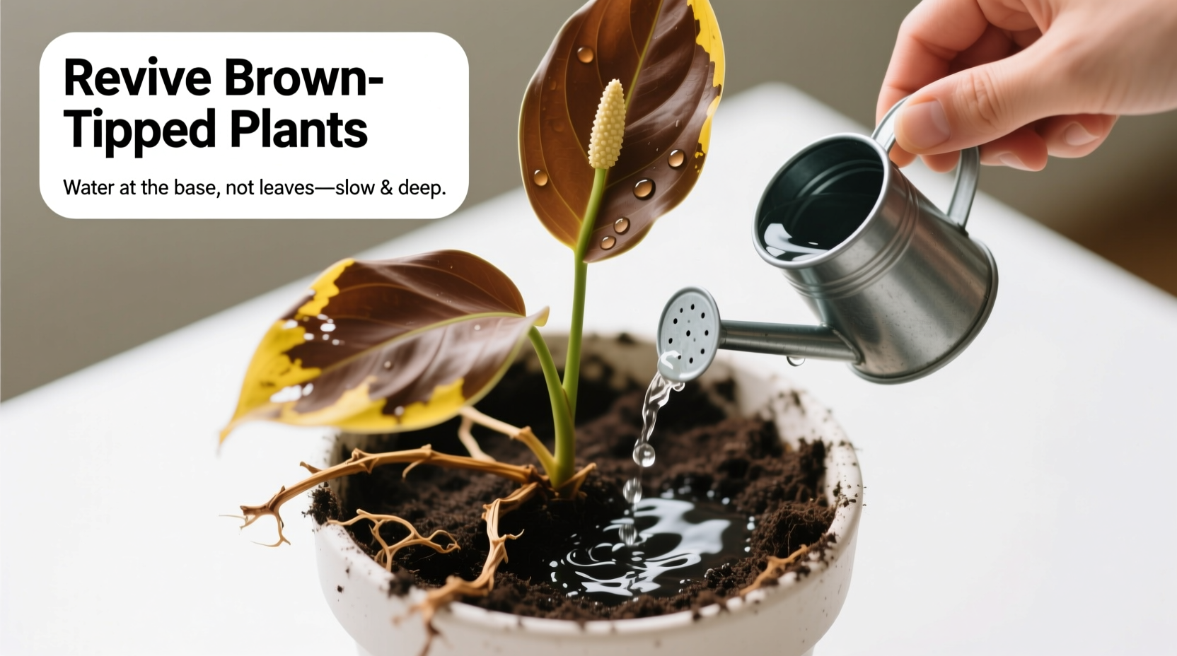 how to revive dying houseplants with brown tips using easy watering techniques