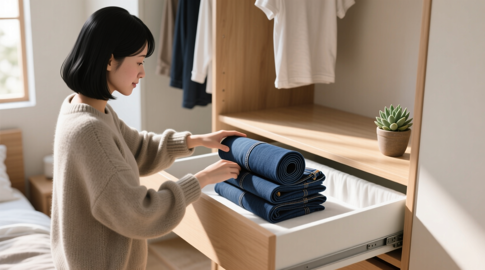 how to fold jeans like a japanese capsule wardrobe expert