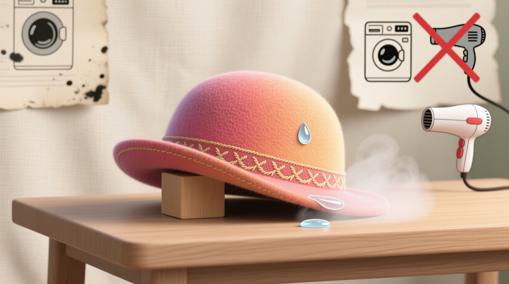 how to clean a felt anime hat safely