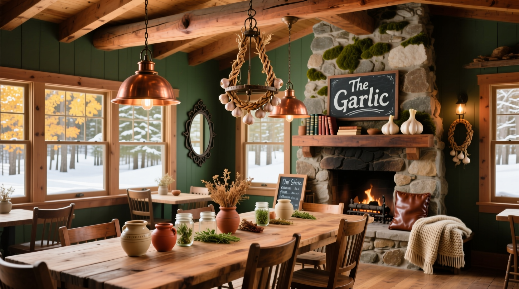 The Garlic restaurant interior with rustic Vermont decor