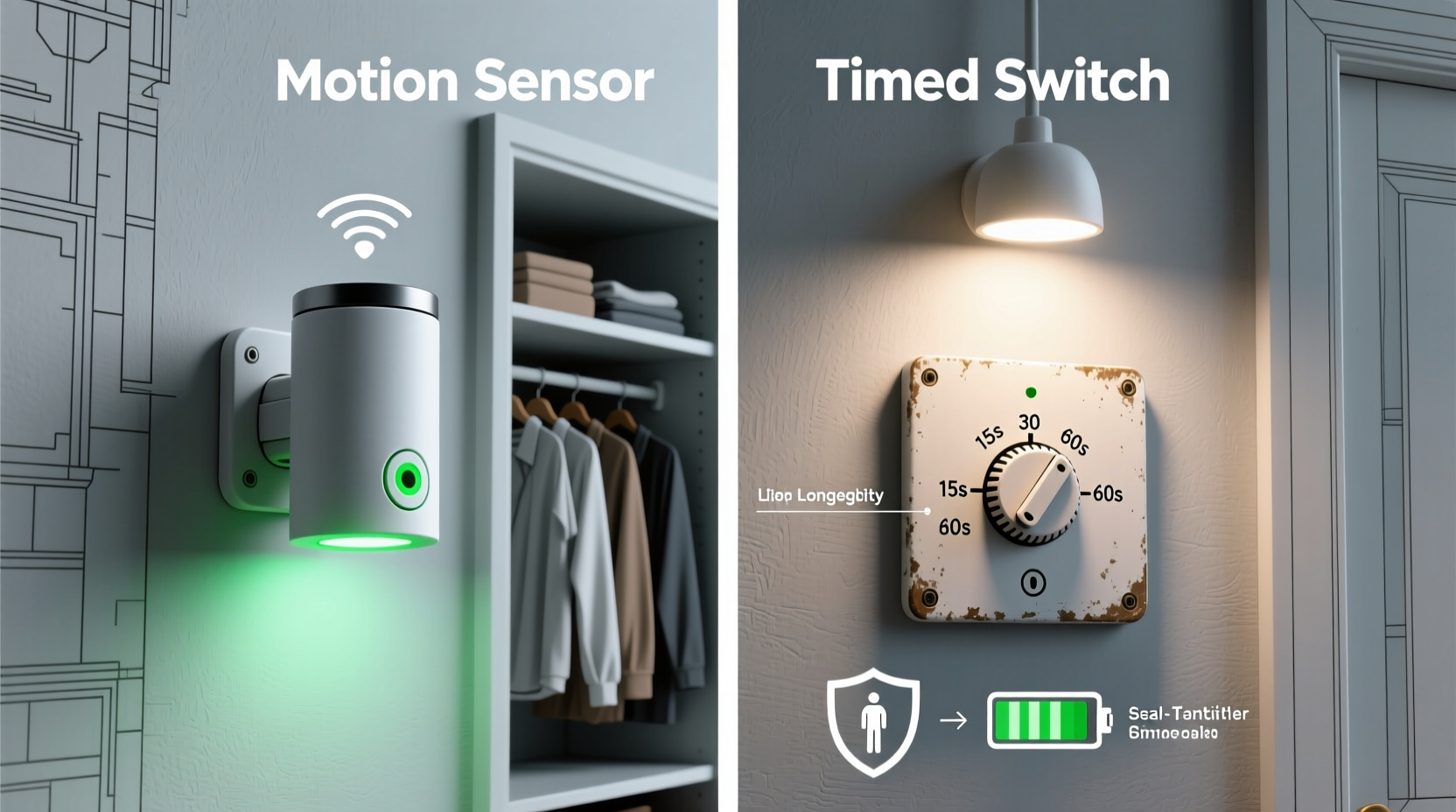closet led motion sensor vs timed switch