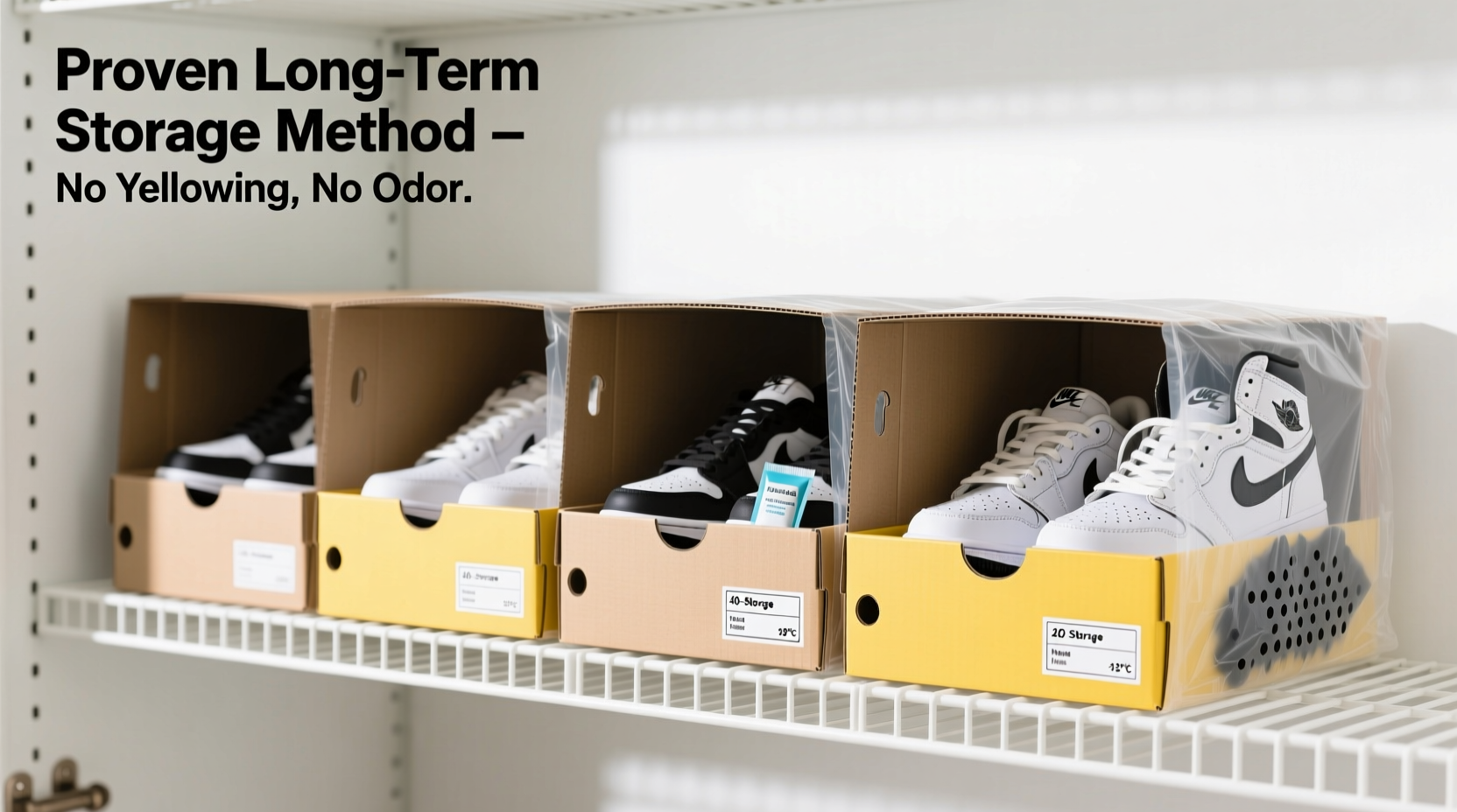 best way to store sneakers long term without yellowing or odor