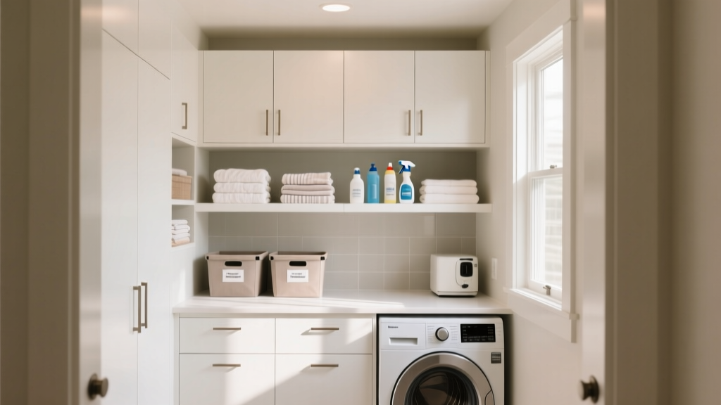Small Laundry Room Cabinet & Shelf Arrangement Tips