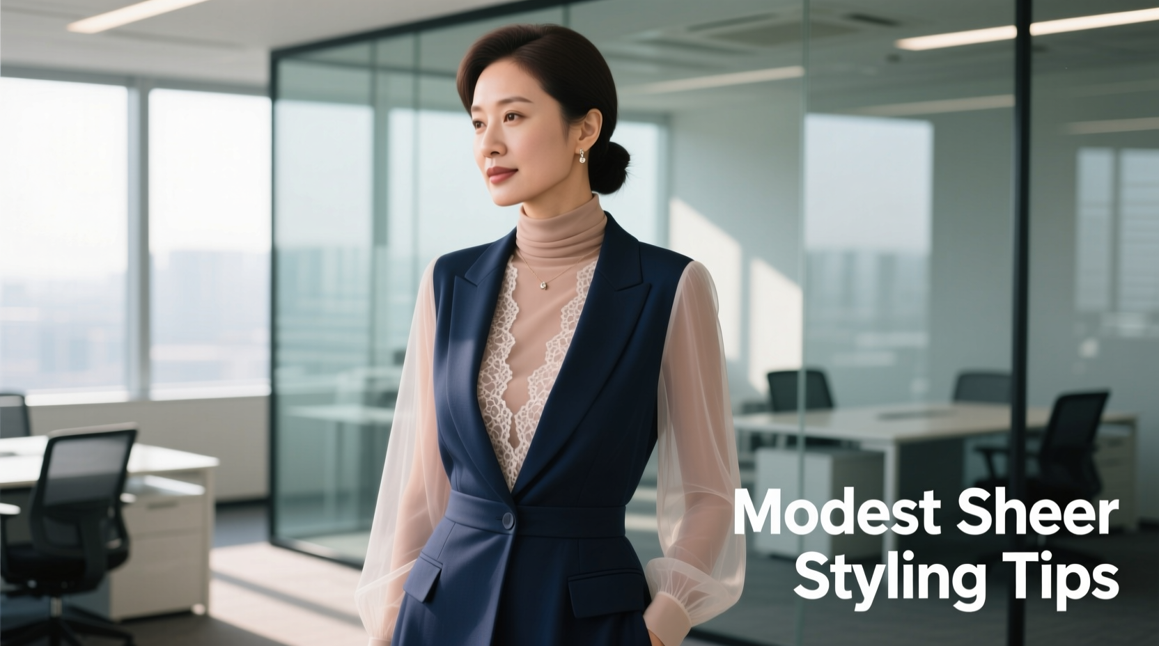 how to style sheer tops modestly for work without layering too much