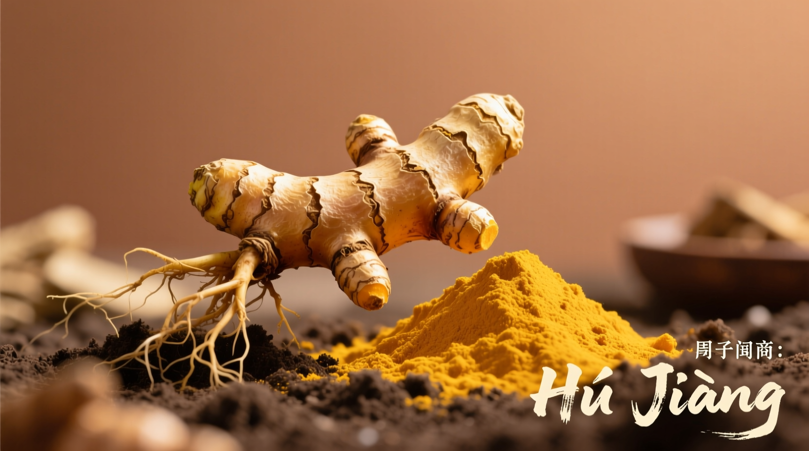 Kurkuma Wurzel und Pulver mit Ausspracheguide