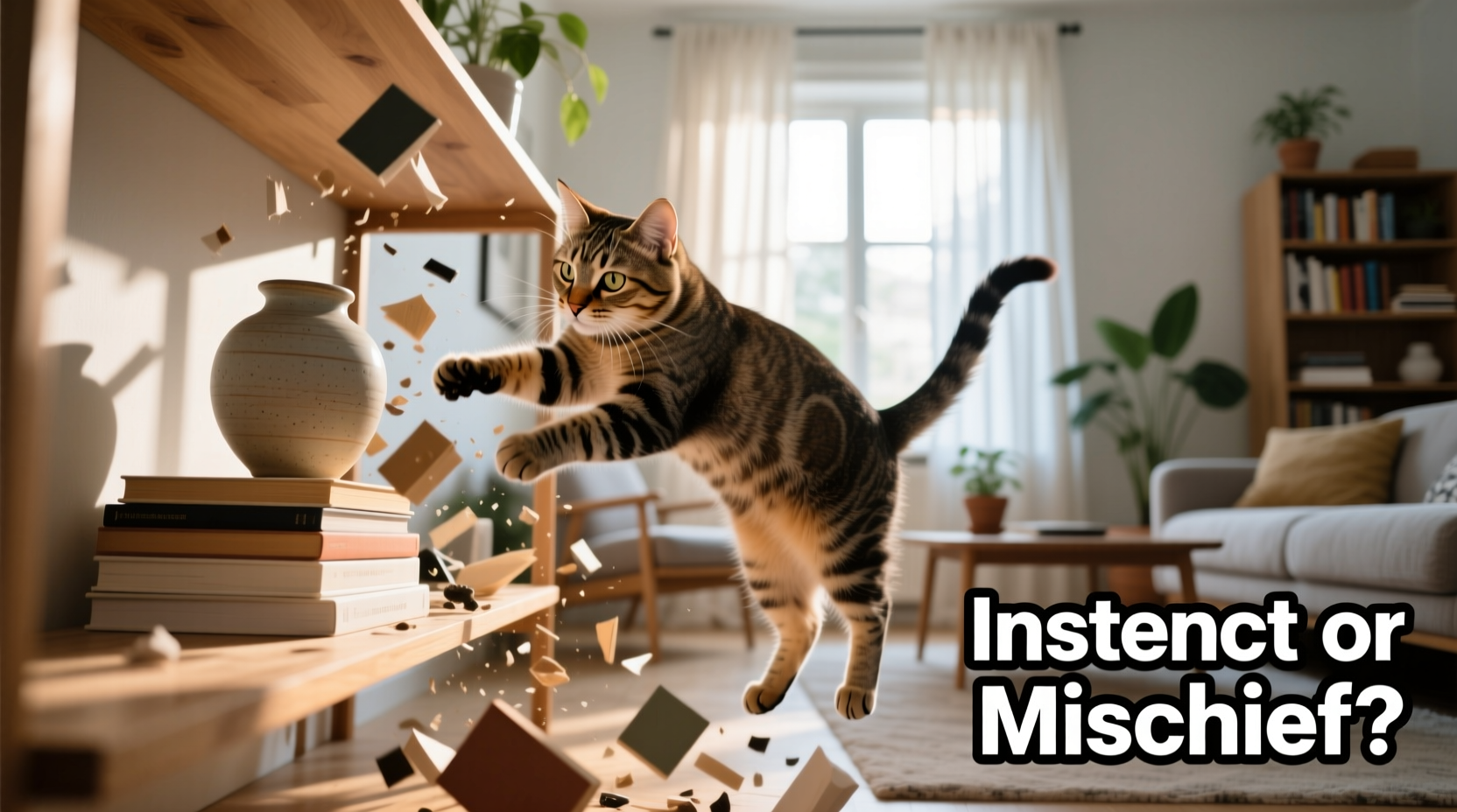 why does my cat knock everything off shelves instinct or mischief