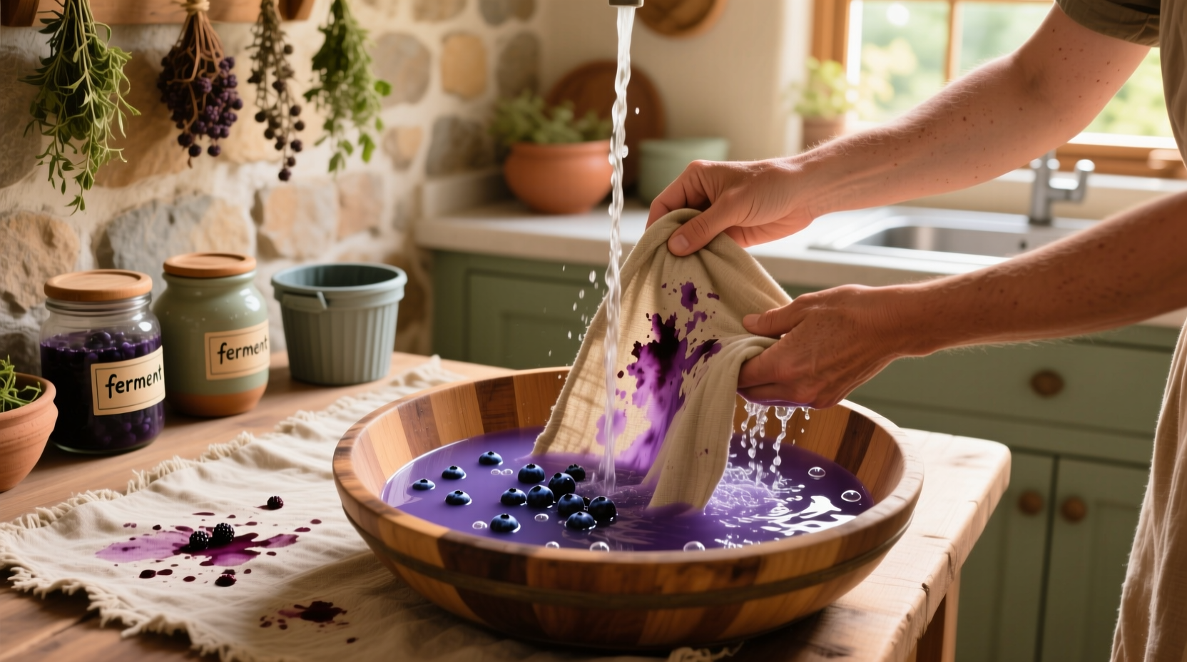 eco friendly cleaning berry stains on hemp runners