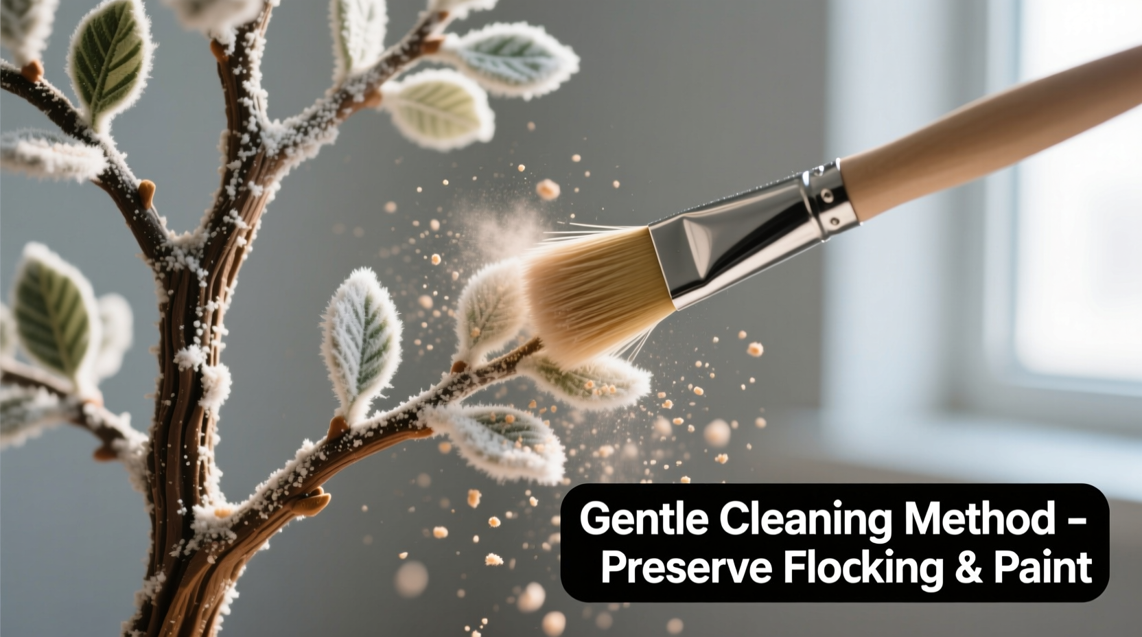 how to clean dusty artificial tree branches without damaging flocking or paint