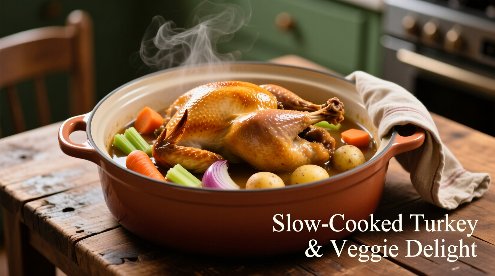 Turkey breast in crock pot with vegetables