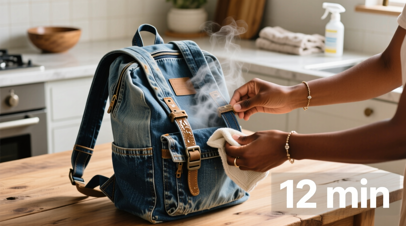 how to revive stiff denim backpack straps