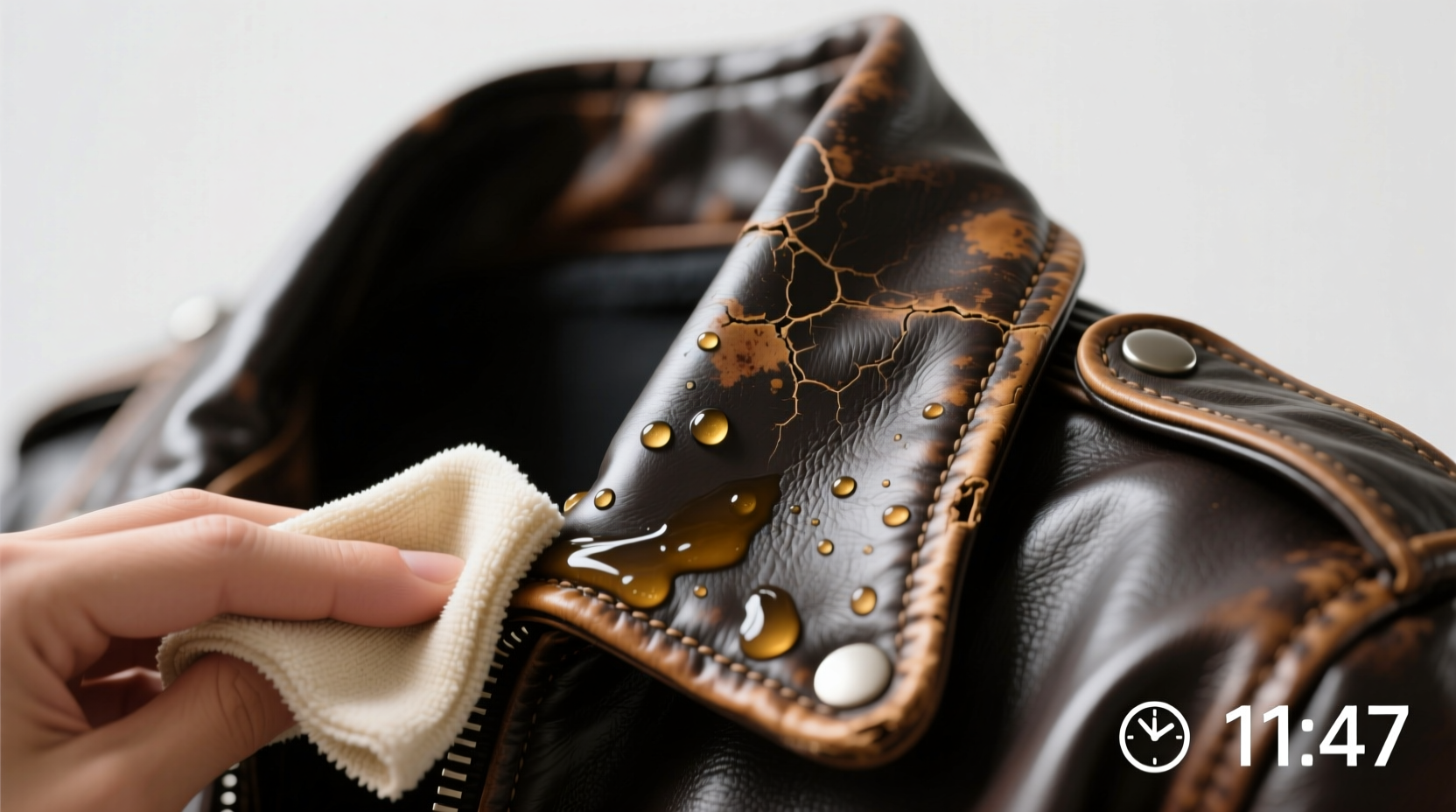 how to clean leather jacket collar safely