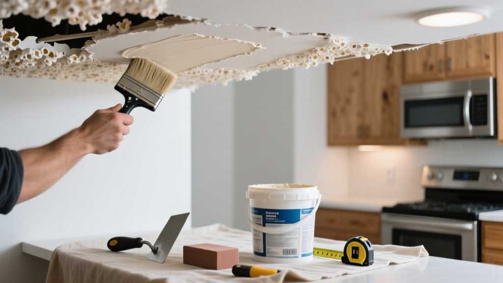 Fixing Popcorn Ceiling Damage in the Kitchen