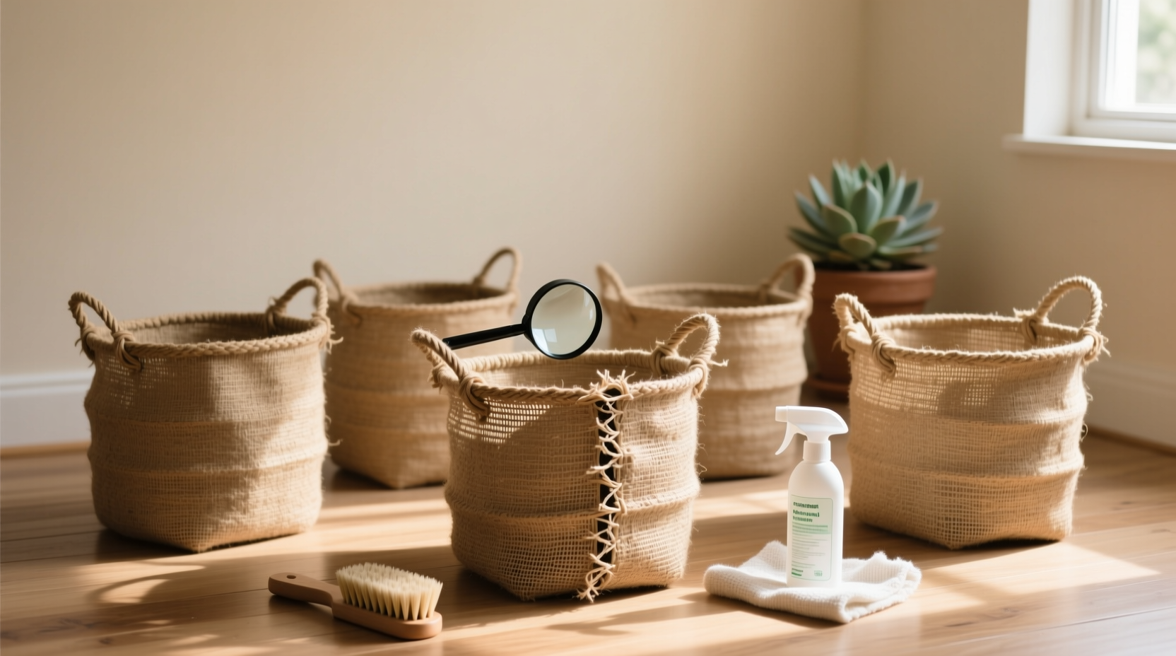 clean jute laundry basket without fraying or bugs