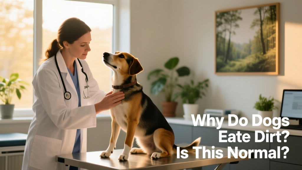 Veterinarian gently examining a dog during a routine wellness checkup