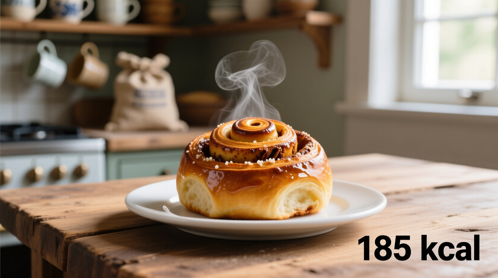 Vergleich verschiedener Zimtschnecken-Größen mit Kalorienangaben