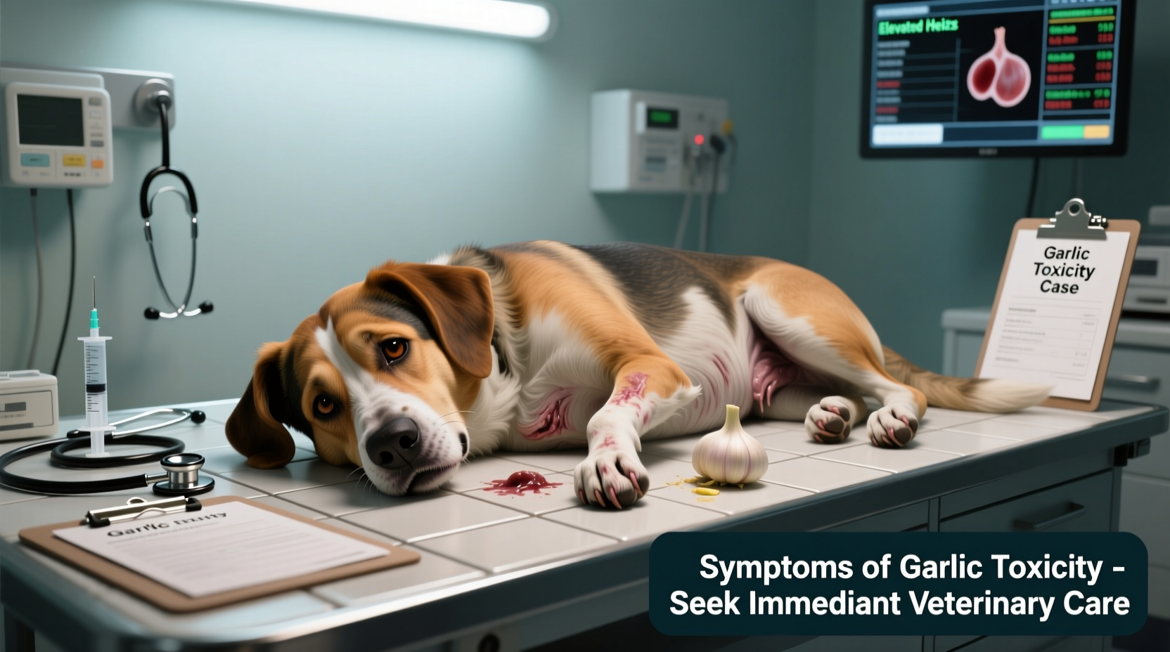 Dog showing symptoms of garlic toxicity