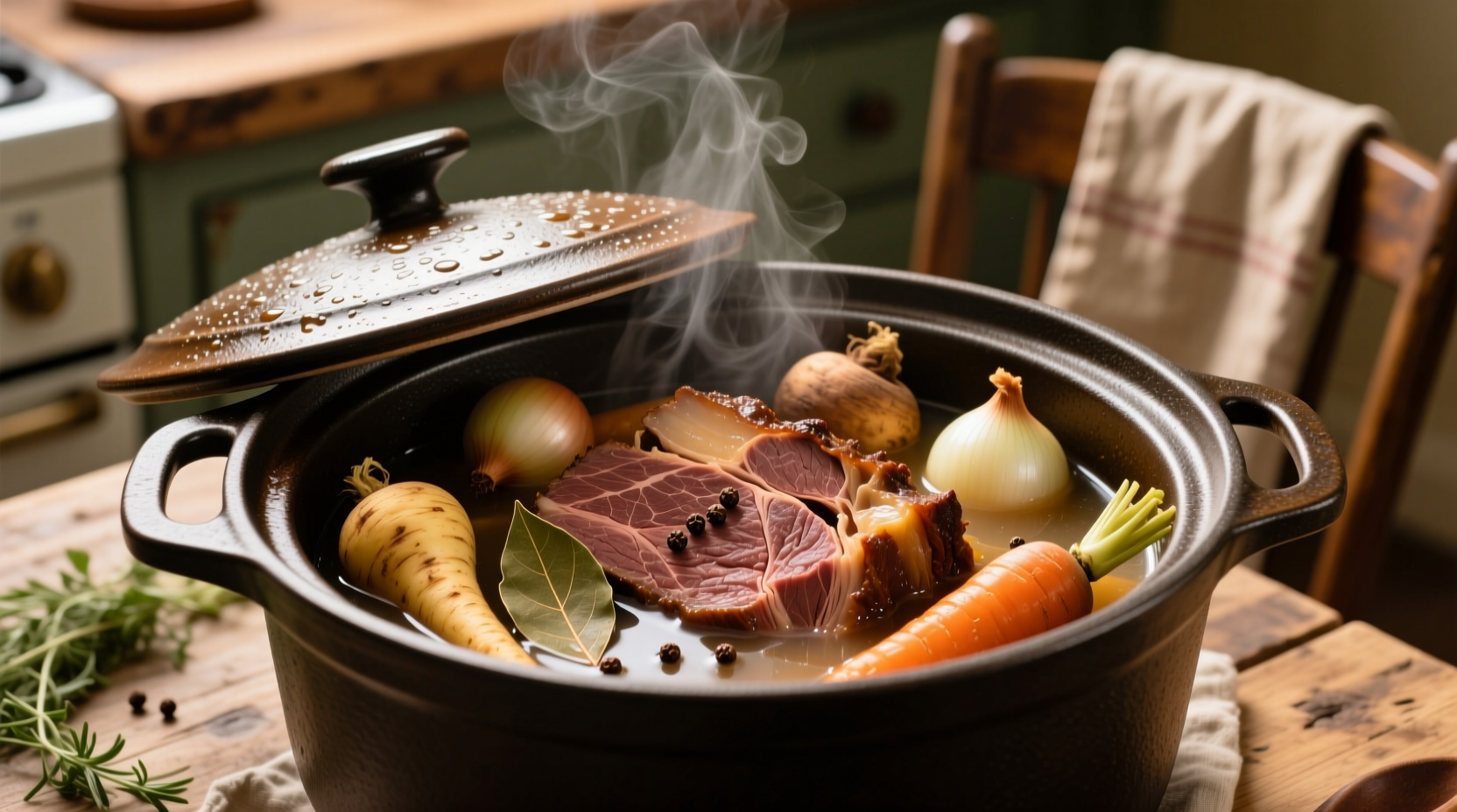 fork tender corned beef in slow cooker with vegetables