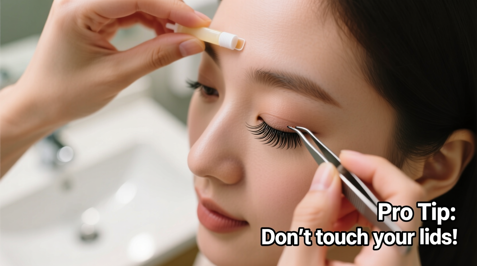 how to apply fake eyelashes without touching your eyelids beginner hack