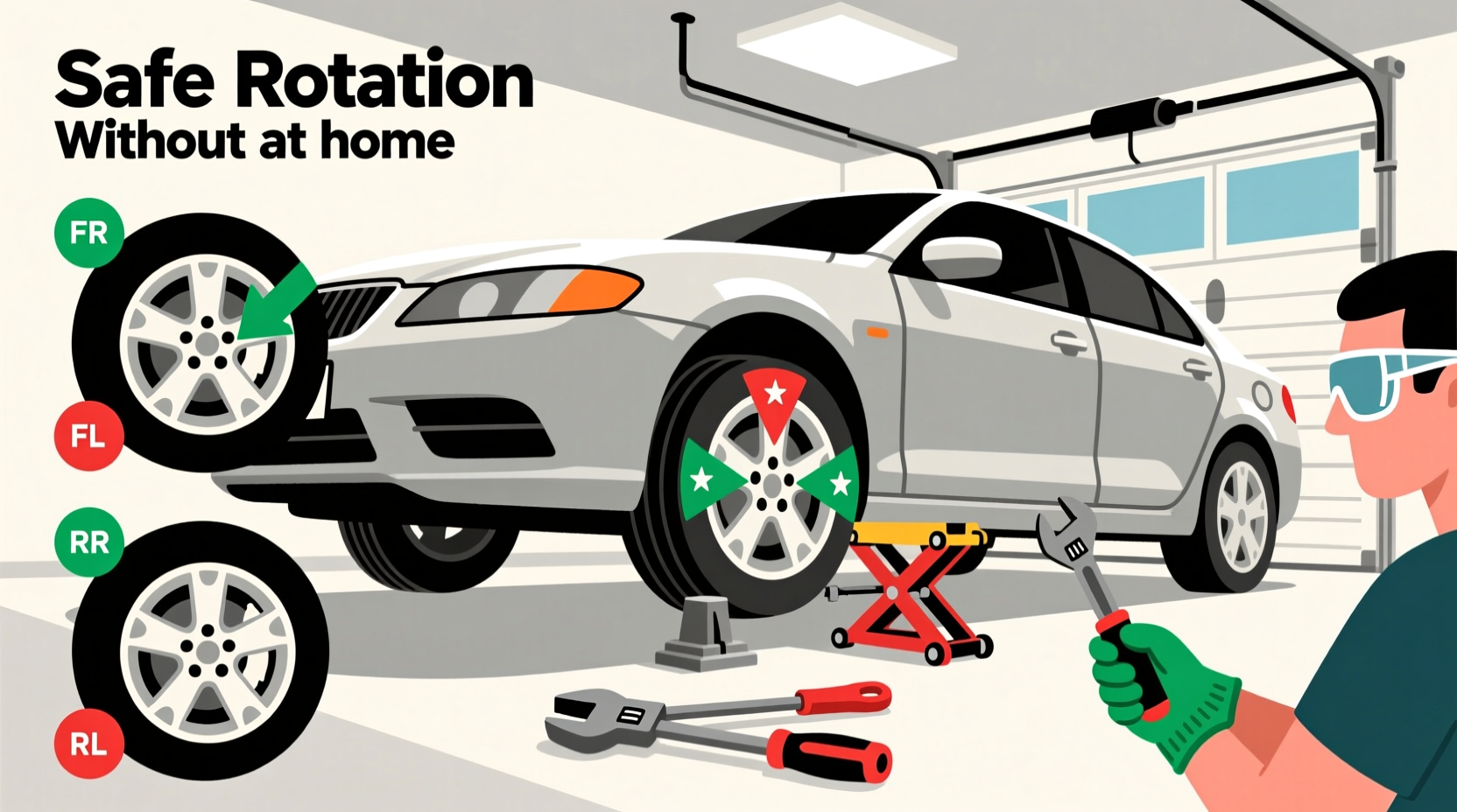 how to rotate tires at home safely without professional tools or lift