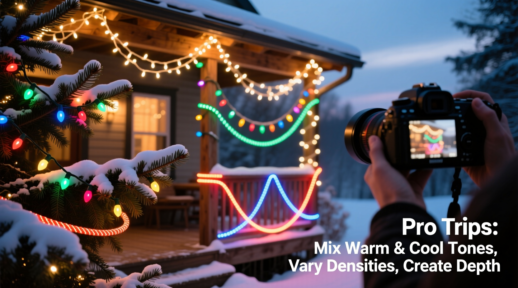 how to layer different types of christmas lights for maximum visual impact