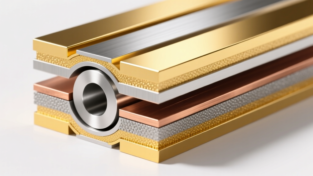Cross-section illustration showing layers of copper strike, nickel barrier, and two-micron gold plating over a zinc alloy core