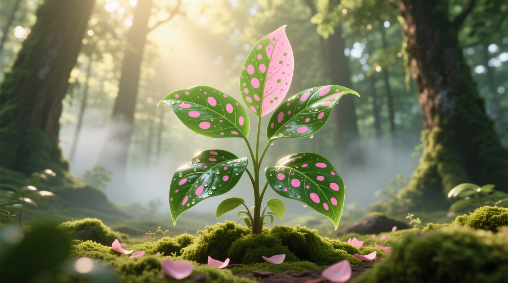 pink spotted leaves plant