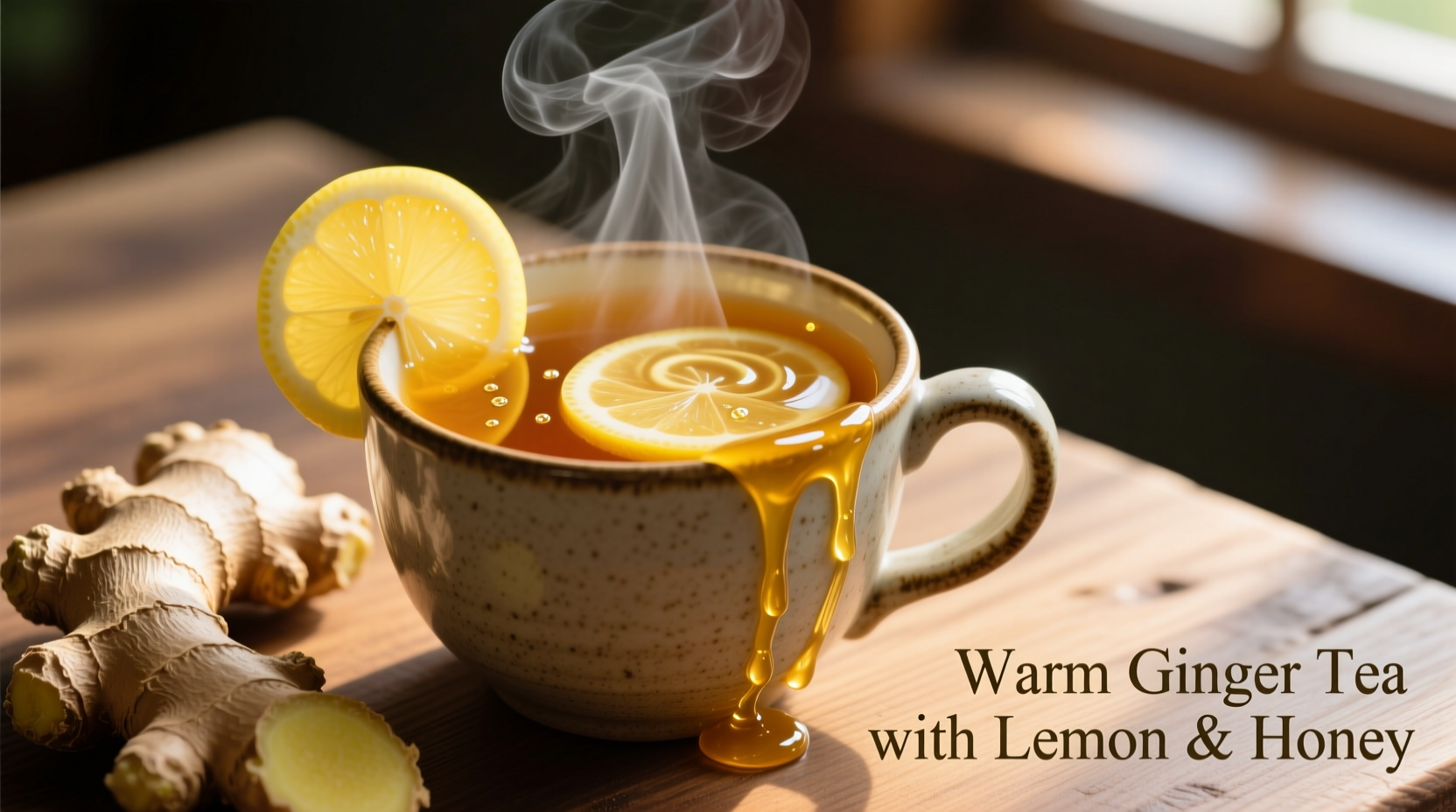 Warm ginger tea with lemon and honey