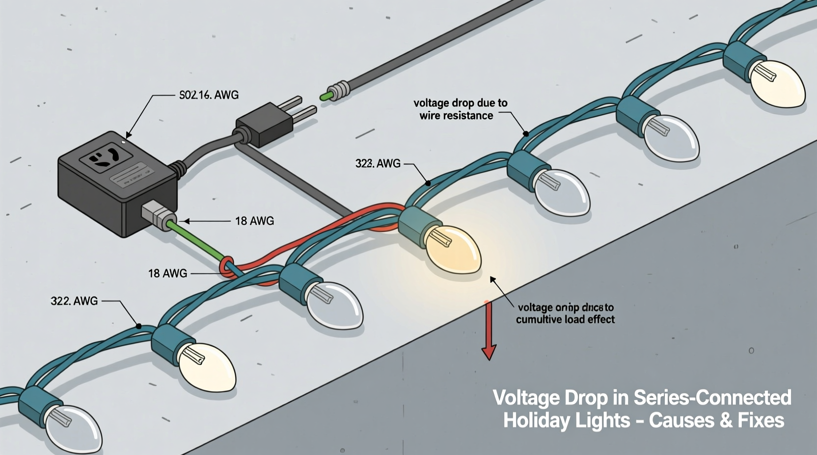 why are some christmas light strands half dead fixing voltage drop issues